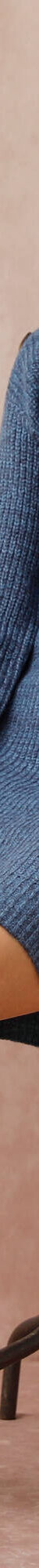 Robe-pull chinée manches longues, épaule boutonnée (bleu chiné) Robe-pull chinée manches longues, épaule boutonnée (bleu chiné)